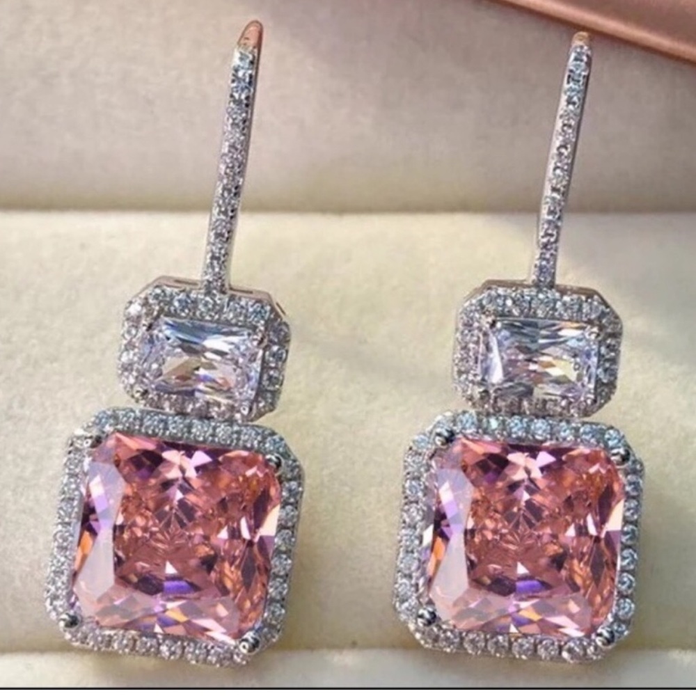 14k 4ct Pink Sapphire Earrings